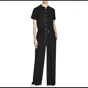 Black DKNY Short Sleeve Wide Leg Jumpsuit